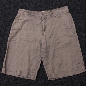 BKE Casuals Tustin Mens Walnut Brown 100% Linen Slim Flat Front Shorts Size 36